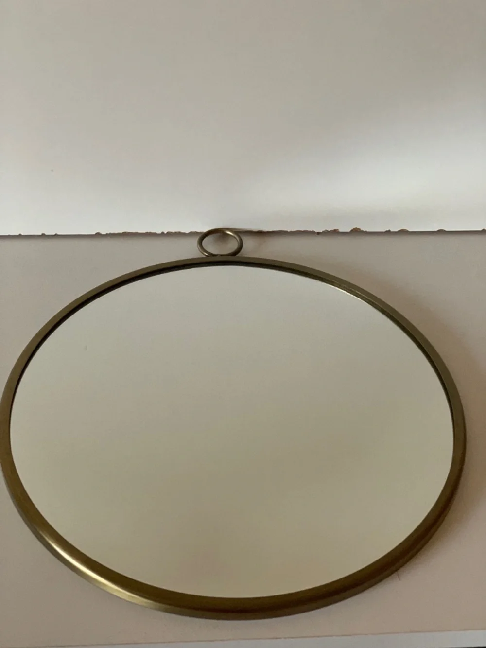 Lacquered Brass Ring Finish Round Wall Mirror 12” x 12”